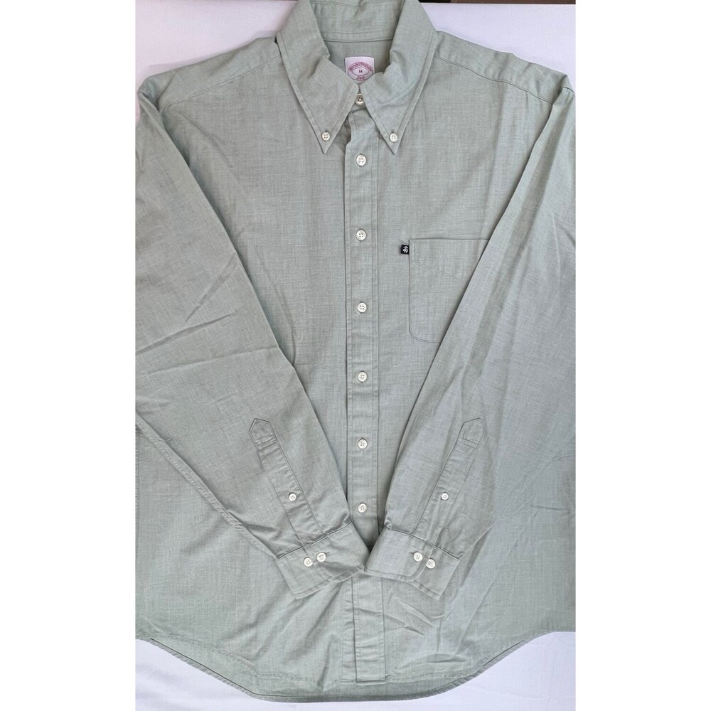 Brooks Brothers 346 Mens Size Medium Green Long Sleeve Button Down Dress Shirt